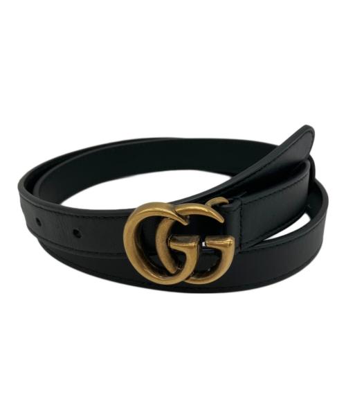 GUCCI（グッチ）GUCCI (グッチ) スリムベルト ダブルG ブラックの古着・服飾アイテム