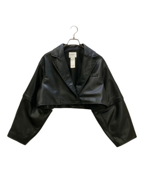Ameri（アメリ）AMERI (アメリ) 2WAY FAKE LEATHER SHORT JACKET ブラック サイズ:Freeの古着・服飾アイテム