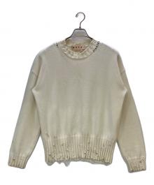 MARNI（マルニ）の古着「コットンダメージクルーネックニット」｜アイボリー