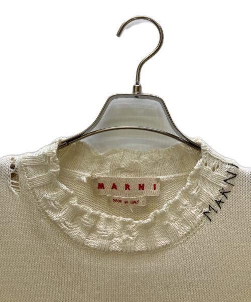 MARNI（マルニ）MARNI (マルニ) コットンダメージクルーネックニット アイボリー サイズ:48の古着・服飾アイテム