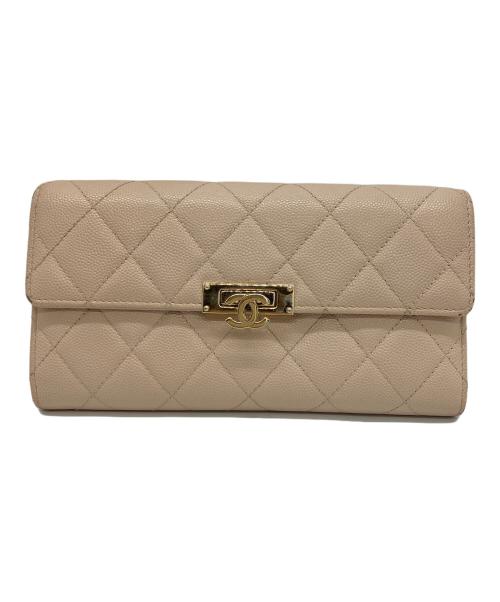 CHANEL（シャネル）CHANEL (シャネル) 長財布 マトラッセ ココロック ベージュの古着・服飾アイテム