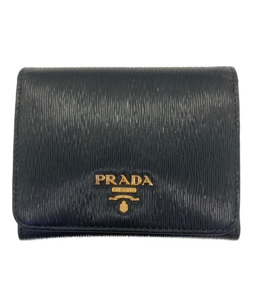 PRADA（プラダ）PRADA (プラダ) 3つ折り財布 ブラックの古着・服飾アイテム