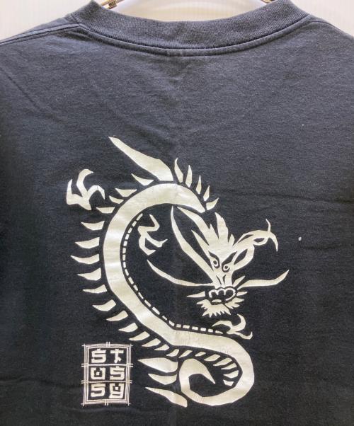 stussy（ステューシー）stussy (ステューシー) 半袖カットソー ドラゴンプリント ブラック サイズ:Lの古着・服飾アイテム