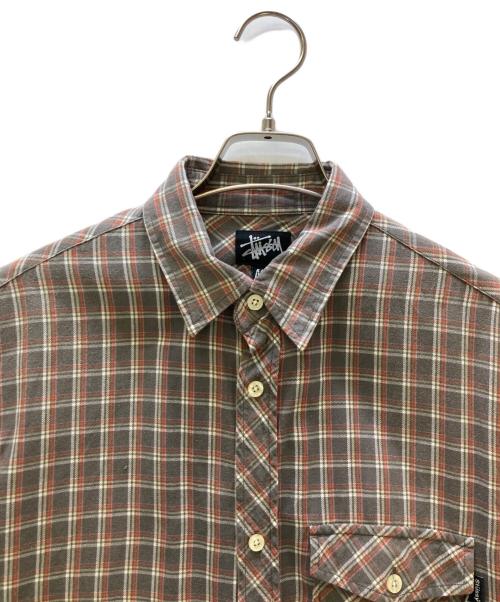 stussy（ステューシー）stussy (ステューシー) 長袖シャツ ベージュ×ブラウン サイズ:Mの古着・服飾アイテム