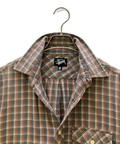 stussy（ステューシー）stussy (ステューシー) 長袖シャツ ベージュ×ブラウン サイズ:Mの古着・服飾アイテム