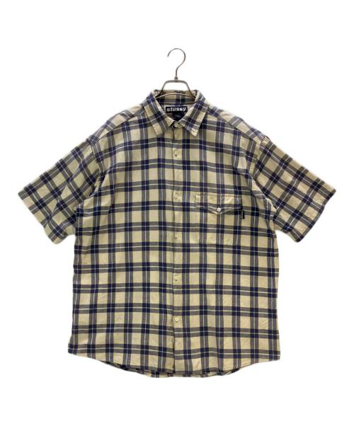stussy（ステューシー）stussy (ステューシー) 半袖カットソー ブルー×アイボリー サイズ:Mの古着・服飾アイテム