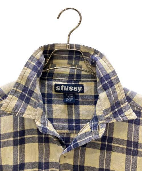 stussy（ステューシー）stussy (ステューシー) 半袖カットソー ブルー×アイボリー サイズ:Mの古着・服飾アイテム