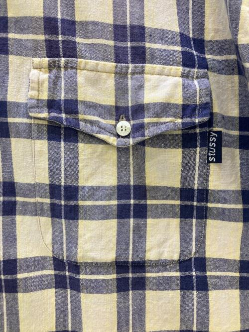 stussy（ステューシー）stussy (ステューシー) 半袖カットソー ブルー×アイボリー サイズ:Mの古着・服飾アイテム