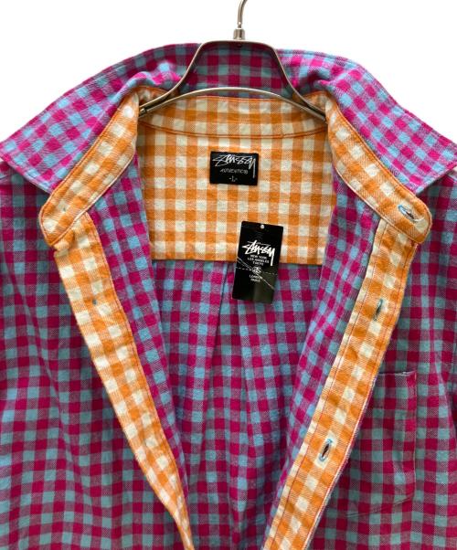 stussy（ステューシー）stussy (ステューシー) 半袖シャツ パープル×ブルー サイズ:L 未使用品の古着・服飾アイテム