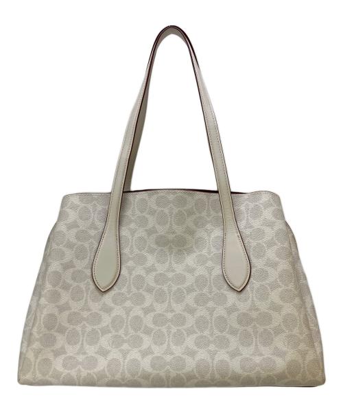 COACH（コーチ）COACH (コーチ) ハンドバッグ シグネチャー 	ローラキャリーオール アイボリーの古着・服飾アイテム