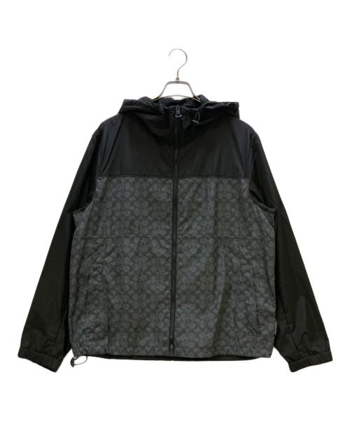 COACH（コーチ）COACH (コーチ) シグネチャー フル ジップ ウインドブレーカー ブラック サイズ:Lの古着・服飾アイテム