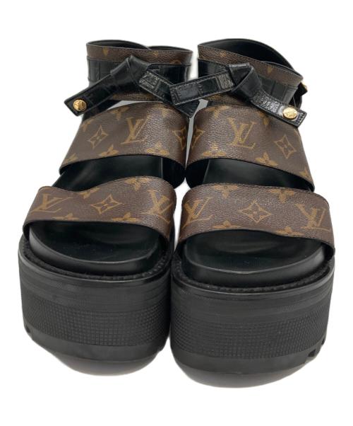 LOUIS VUITTON（ルイ ヴィトン）LOUIS VUITTON (ルイ ヴィトン) 厚底サンダル モノグラム ブラック×ブラウン サイズ:38の古着・服飾アイテム