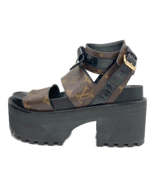 LOUIS VUITTON（ルイ ヴィトン）LOUIS VUITTON (ルイ ヴィトン) 厚底サンダル モノグラム ブラック×ブラウン サイズ:38の古着・服飾アイテム