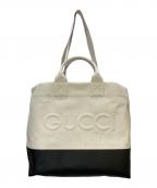 GUCCIグッチ）の古着「2WAYバッグ GGキャンバス エンボスロゴ トートバッグ」｜ホワイト×ブラック