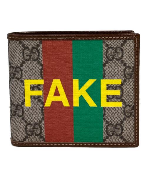GUCCI（グッチ）GUCCI (グッチ) 2つ折り財布　FAKE/NOT ブラウンの古着・服飾アイテム