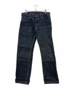 SAMURAI JEANSサムライジーンズ）の古着「ダブルニー ペインタープラチナ耳セルビッチ デニムパンツ」｜インディゴ