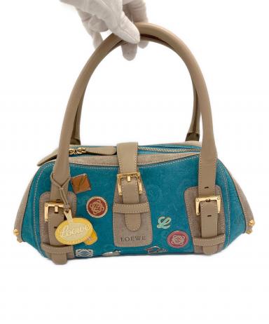 LOEWE ハンドバッグ 青色/茶色 中古・古着通販】LOEWE (ロエベ) ハンドバッグ 160周年記念 ブルー