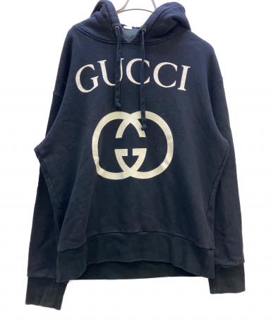 希少　新品未使用　箱　タグ付き　GUCCI ヴィンテージろパーカー ブラック 中古・古着通販】GUCCI (グッチ) プルオーバーパーカー インター