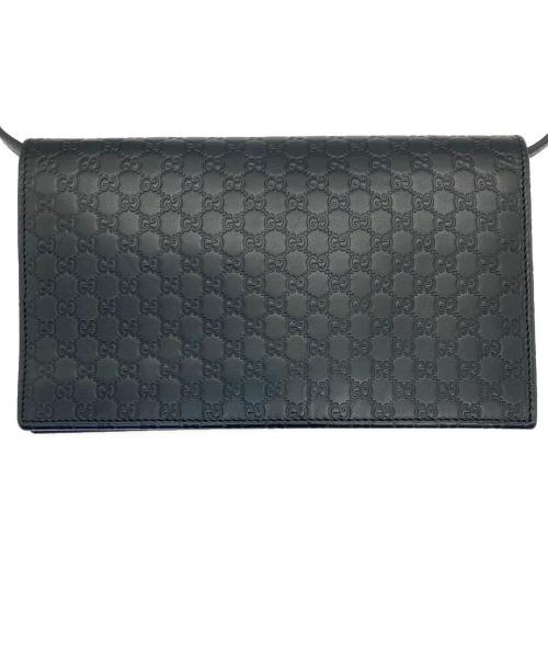 GUCCI（グッチ）GUCCI (グッチ) ショルダーウォレット GG マイクログッチシマレザー ブラックの古着・服飾アイテム