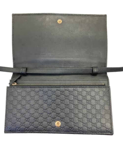 GUCCI（グッチ）GUCCI (グッチ) ショルダーウォレット GG マイクログッチシマレザー ブラックの古着・服飾アイテム