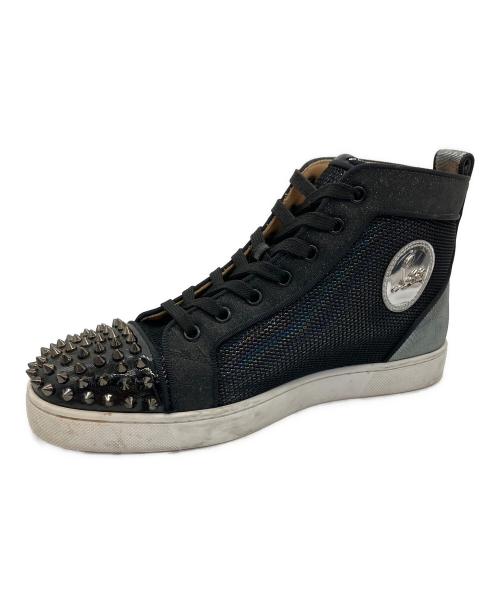 Christian Louboutin（クリスチャン・ルブタン）Christian Louboutin (クリスチャン・ルブタン) ハイカットスニーカー ブラック×シルバー サイズ:401/2の古着・服飾アイテム