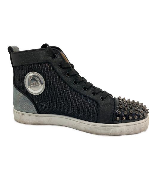 Christian Louboutin（クリスチャン・ルブタン）Christian Louboutin (クリスチャン・ルブタン) ハイカットスニーカー ブラック×シルバー サイズ:401/2の古着・服飾アイテム
