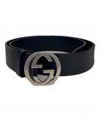 GUCCIグッチ）の古着「ベルト　インターロッキングGバックル」｜ブラック