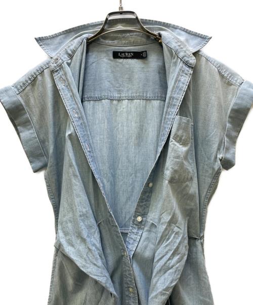 LAUREN RALPH LAUREN（ローレン ラルフ ローレン）LAUREN RALPH LAUREN (ローレン ラルフ ローレン) 半袖ワンピース ブルー サイズ:4の古着・服飾アイテム