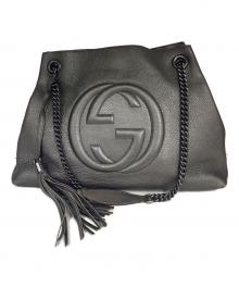 GUCCI（グッチ）の古着「チェーンショルダーバッグ　インターロッキング」｜メタリックグレー