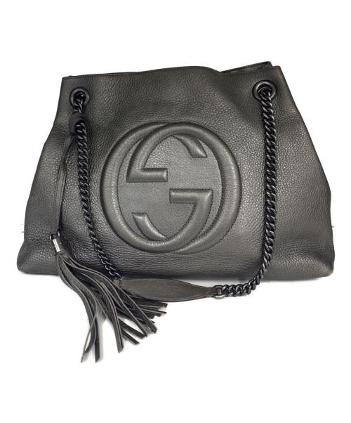 GUCCI（グッチ）GUCCI (グッチ) チェーンショルダーバッグ　インターロッキング メタリックグレーの古着・服飾アイテム