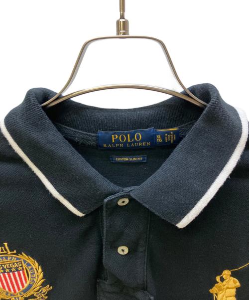 POLO RALPH LAUREN（ポロ・ラルフローレン）POLO RALPH LAUREN (ポロ・ラルフローレン) ポロシャツ ブラック×ゴールド サイズ:XLの古着・服飾アイテム