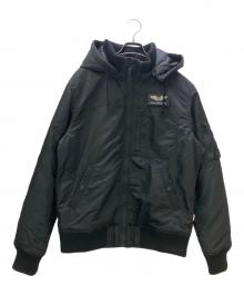 AVIREX（アヴィレックス）の古着「フーデッドリブジャケット」｜ブラック