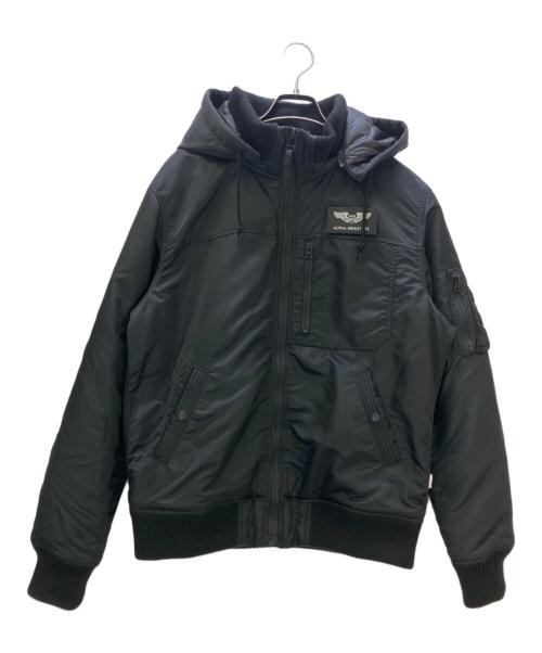 AVIREX（アヴィレックス）AVIREX (アヴィレックス) フーデッドリブジャケット ブラック サイズ:XLの古着・服飾アイテム