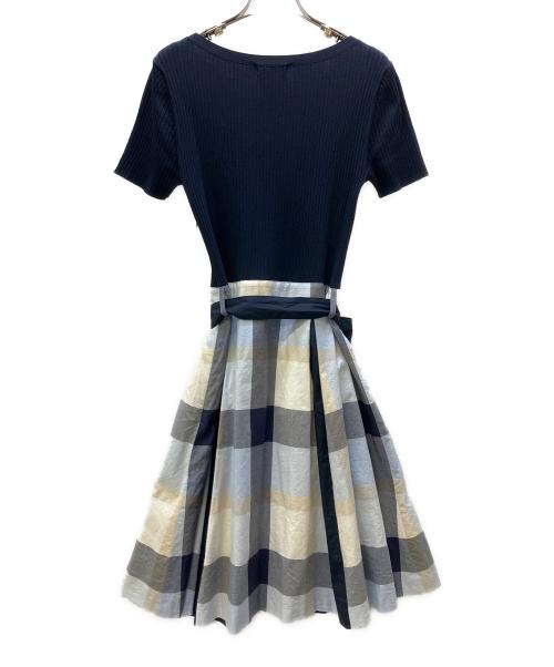 BLUE LABEL CRESTBRIDGE（ブルーレーベルクレストブリッジ）BLUE LABEL CRESTBRIDGE (ブルーレーベルクレストブリッジ) 半袖ワンピース ネイビー サイズ:36の古着・服飾アイテム