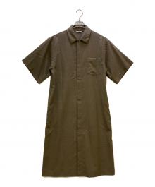 AURALEE（オーラリー）の古着「半袖ワンピース 	トロピカルウールワンピース」｜ブラウン