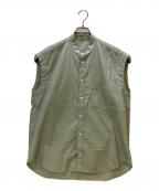 AURALEEオーラリー）の古着「ノースリーブシャツ WASHED FINX TWILL SLEEVELESS SHIRTS」｜黄緑