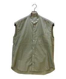 AURALEE（オーラリー）の古着「ノースリーブシャツ WASHED FINX TWILL SLEEVELESS SHIRTS」｜黄緑
