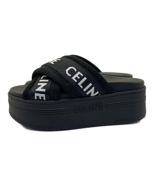 CELINE（セリーヌ）CELINE (セリーヌ) クロスストラップサンダル ブラック サイズ:37の古着・服飾アイテム