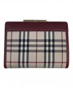 BURBERRYバーバリー）の古着「がま口2つ折り財布」｜ベージュ×レッド