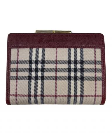 美品 Burberry バーバリー 二つ折り財布 がま口 中古・古着通販】BURBERRY (バーバリー) がま口2つ折り財布 ベージュ