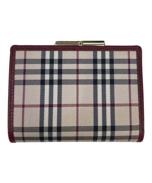 BURBERRY（バーバリー）BURBERRY (バーバリー) がま口2つ折り財布 ベージュ×レッドの古着・服飾アイテム