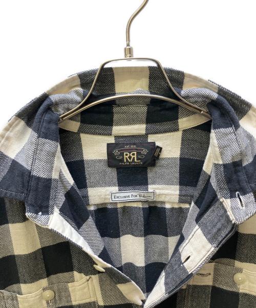 RRL（ダブルアールエル）RRL (ダブルアールエル) Ron Herman (ロンハーマン) 長袖シャツ ブラック×ホワイト サイズ:LGの古着・服飾アイテム