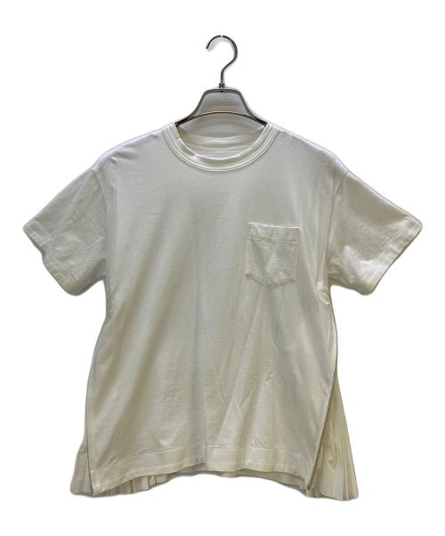 sacai（サカイ）sacai (サカイ) サイドプリーツTシャツ ホワイト サイズ:2の古着・服飾アイテム