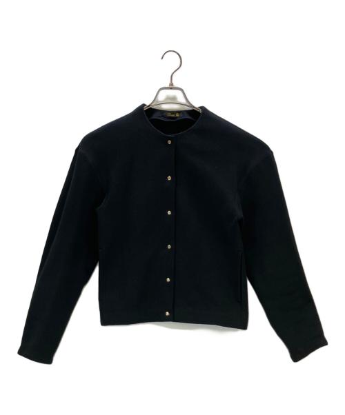 DRAWER（ドゥロワー）DRAWER (ドゥロワー) ノーカラー スナップボタン カーディガン ブラック サイズ:2の古着・服飾アイテム