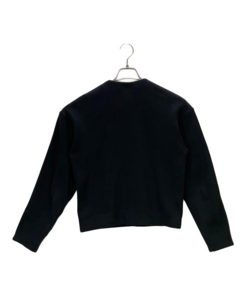 DRAWER（ドゥロワー）DRAWER (ドゥロワー) ノーカラー スナップボタン カーディガン ブラック サイズ:2の古着・服飾アイテム
