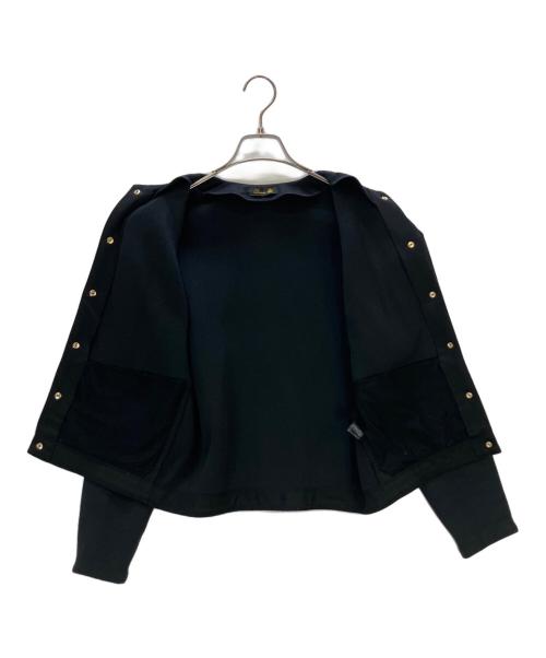 DRAWER（ドゥロワー）DRAWER (ドゥロワー) ノーカラー スナップボタン カーディガン ブラック サイズ:2の古着・服飾アイテム