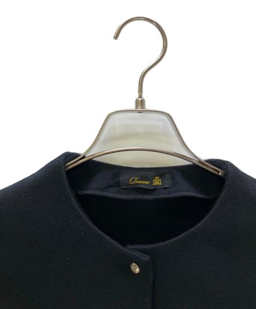 DRAWER（ドゥロワー）DRAWER (ドゥロワー) ノーカラー スナップボタン カーディガン ブラック サイズ:2の古着・服飾アイテム