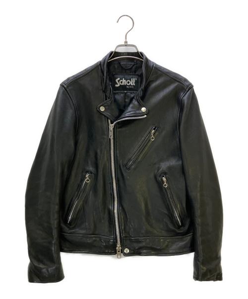 Schott（ショット）Schott (ショット) ダブルブレストライダースジャケット ブラック サイズ:Sの古着・服飾アイテム