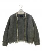 MADISON BLUEマディソンブルー）の古着「厚手カーディガン PEARL DAMAGE CD BRITISH WOOL」｜グレー