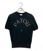 patouパトゥ）の古着「ロゴジャガード半袖ニット」｜ブラック